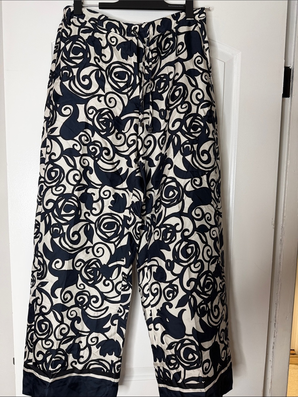 MaxMara Black and White Printed Wide-Leg Chinos